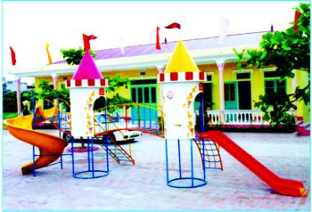 Cầu trượt hình lâu đài , cầu trượt 2 khối